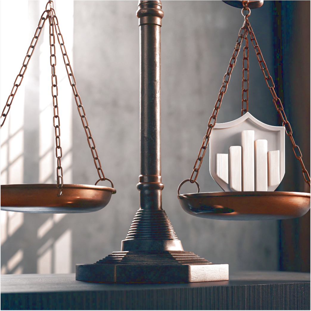 Modern scales that balance SEO charts and a symbol of honesty, reflecting an ethical approach to optimization.